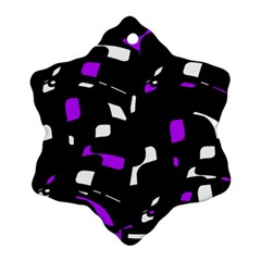 Purple, Black And White Pattern Snowflake Ornament (2-side)