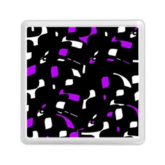 Purple, Black And White Pattern Memory Card Reader (square)  by Valentinaart