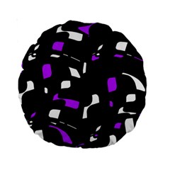 Purple, Black And White Pattern Standard 15  Premium Round Cushions by Valentinaart