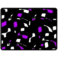 Purple, Black And White Pattern Double Sided Fleece Blanket (large) 