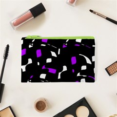 Purple, Black And White Pattern Cosmetic Bag (xs) by Valentinaart