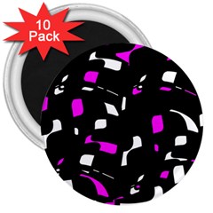 Magenta, Black And White Pattern 3  Magnets (10 Pack)  by Valentinaart