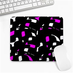 Magenta, Black And White Pattern Large Mousepads by Valentinaart