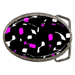 Magenta, Black And White Pattern Belt Buckles by Valentinaart