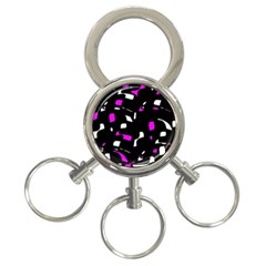 Magenta, Black And White Pattern 3-ring Key Chains by Valentinaart