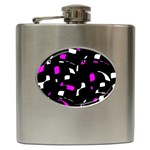 Magenta, black and white pattern Hip Flask (6 oz) Front