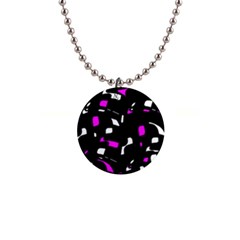 Magenta, Black And White Pattern Button Necklaces