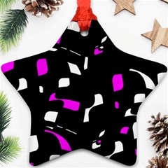 Magenta, Black And White Pattern Star Ornament (two Sides)  by Valentinaart