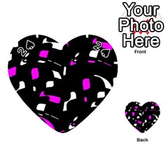 Magenta, Black And White Pattern Playing Cards 54 (heart)  by Valentinaart