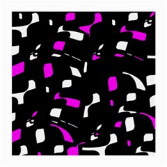 Magenta, Black And White Pattern Medium Glasses Cloth (2-side) by Valentinaart