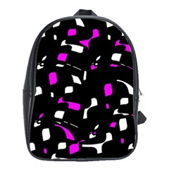 Magenta, Black And White Pattern School Bags(large)  by Valentinaart