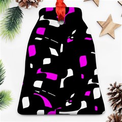 Magenta, Black And White Pattern Ornament (bell)  by Valentinaart