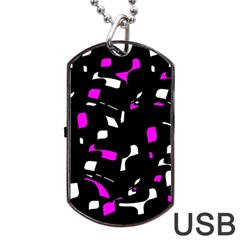 Magenta, Black And White Pattern Dog Tag Usb Flash (two Sides)  by Valentinaart