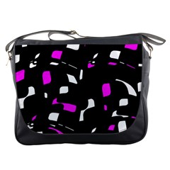 Magenta, Black And White Pattern Messenger Bags by Valentinaart