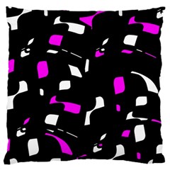 Magenta, Black And White Pattern Large Cushion Case (one Side) by Valentinaart