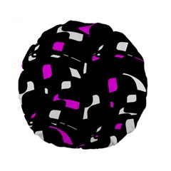 Magenta, Black And White Pattern Standard 15  Premium Round Cushions by Valentinaart