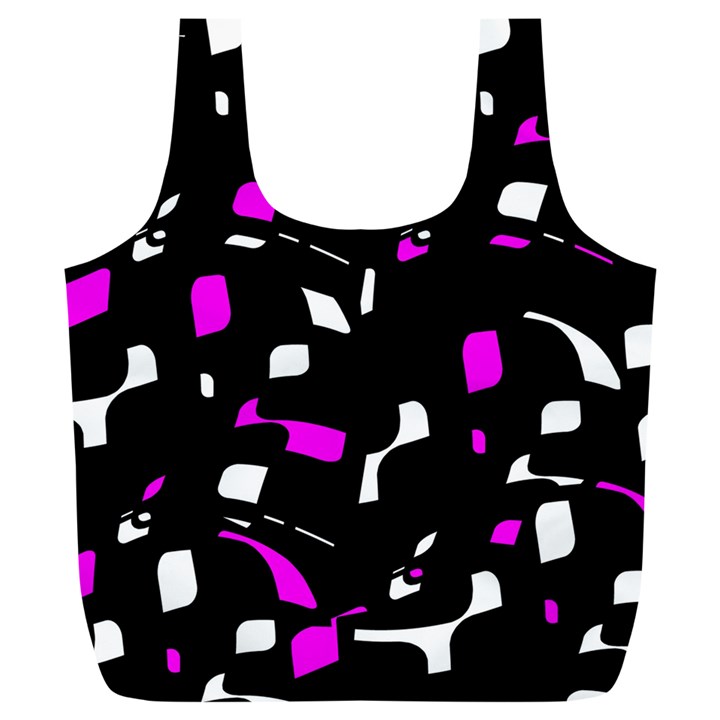 Magenta, black and white pattern Full Print Recycle Bags (L) 