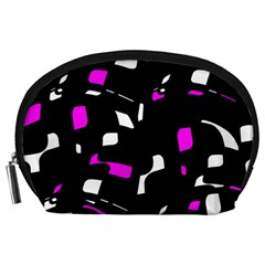 Magenta, Black And White Pattern Accessory Pouches (large)  by Valentinaart