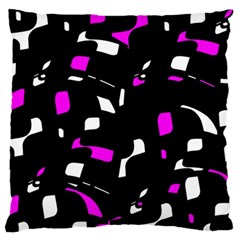 Magenta, Black And White Pattern Large Flano Cushion Case (one Side) by Valentinaart