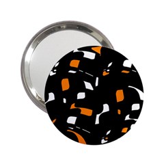 Orange, Black And White Pattern 2 25  Handbag Mirrors by Valentinaart