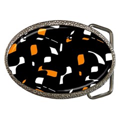 Orange, Black And White Pattern Belt Buckles by Valentinaart