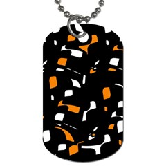 Orange, Black And White Pattern Dog Tag (one Side) by Valentinaart