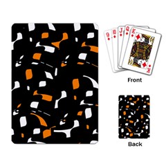 Orange, Black And White Pattern Playing Card by Valentinaart