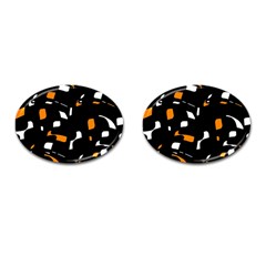 Orange, Black And White Pattern Cufflinks (oval) by Valentinaart