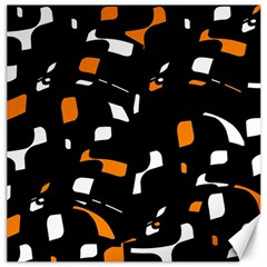 Orange, Black And White Pattern Canvas 12  X 12   by Valentinaart