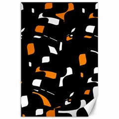 Orange, Black And White Pattern Canvas 24  X 36  by Valentinaart