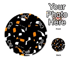 Orange, Black And White Pattern Playing Cards 54 (round) 