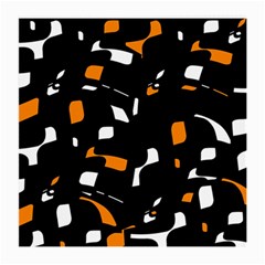 Orange, Black And White Pattern Medium Glasses Cloth (2-side) by Valentinaart