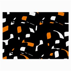 Orange, Black And White Pattern Large Glasses Cloth (2-side) by Valentinaart