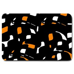 Orange, Black And White Pattern Large Doormat 