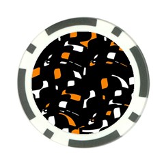 Orange, Black And White Pattern Poker Chip Card Guards