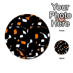 Orange, Black And White Pattern Multi-purpose Cards (round)  by Valentinaart