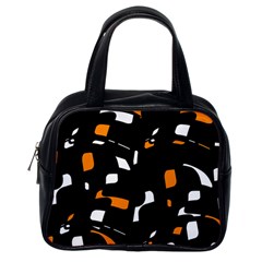 Orange, Black And White Pattern Classic Handbags (one Side) by Valentinaart