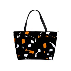 Orange, Black And White Pattern Shoulder Handbags by Valentinaart