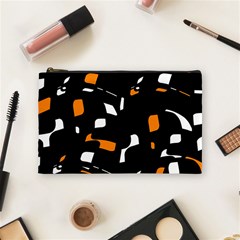 Orange, Black And White Pattern Cosmetic Bag (medium)  by Valentinaart