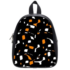 Orange, Black And White Pattern School Bags (small)  by Valentinaart