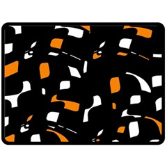 Orange, Black And White Pattern Fleece Blanket (large)  by Valentinaart