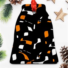 Orange, Black And White Pattern Ornament (bell)  by Valentinaart