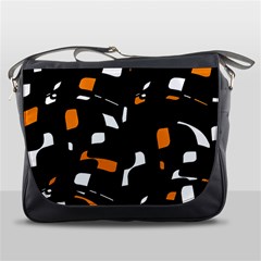 Orange, Black And White Pattern Messenger Bags by Valentinaart