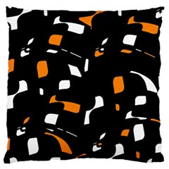 Orange, Black And White Pattern Large Cushion Case (two Sides) by Valentinaart