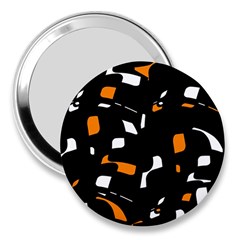 Orange, Black And White Pattern 3  Handbag Mirrors by Valentinaart