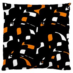 Orange, Black And White Pattern Large Flano Cushion Case (one Side) by Valentinaart