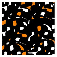 Orange, Black And White Pattern Large Satin Scarf (square) by Valentinaart