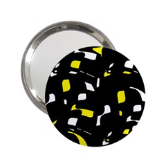 Yellow, Black And White Pattern 2 25  Handbag Mirrors by Valentinaart