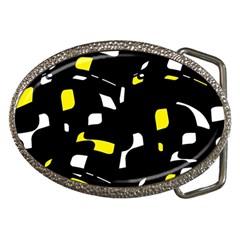 Yellow, Black And White Pattern Belt Buckles by Valentinaart