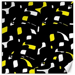 Yellow, Black And White Pattern Canvas 20  X 20   by Valentinaart